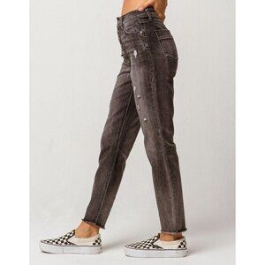 NWT Ivy + Main Black Distressed High Waist Button Fly Jeans - Size 11
